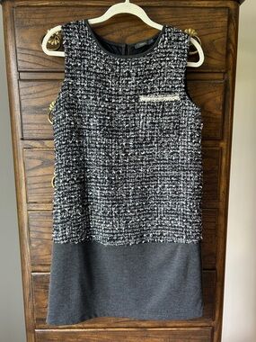 THML Black & White Tweed Mini Shift Dress